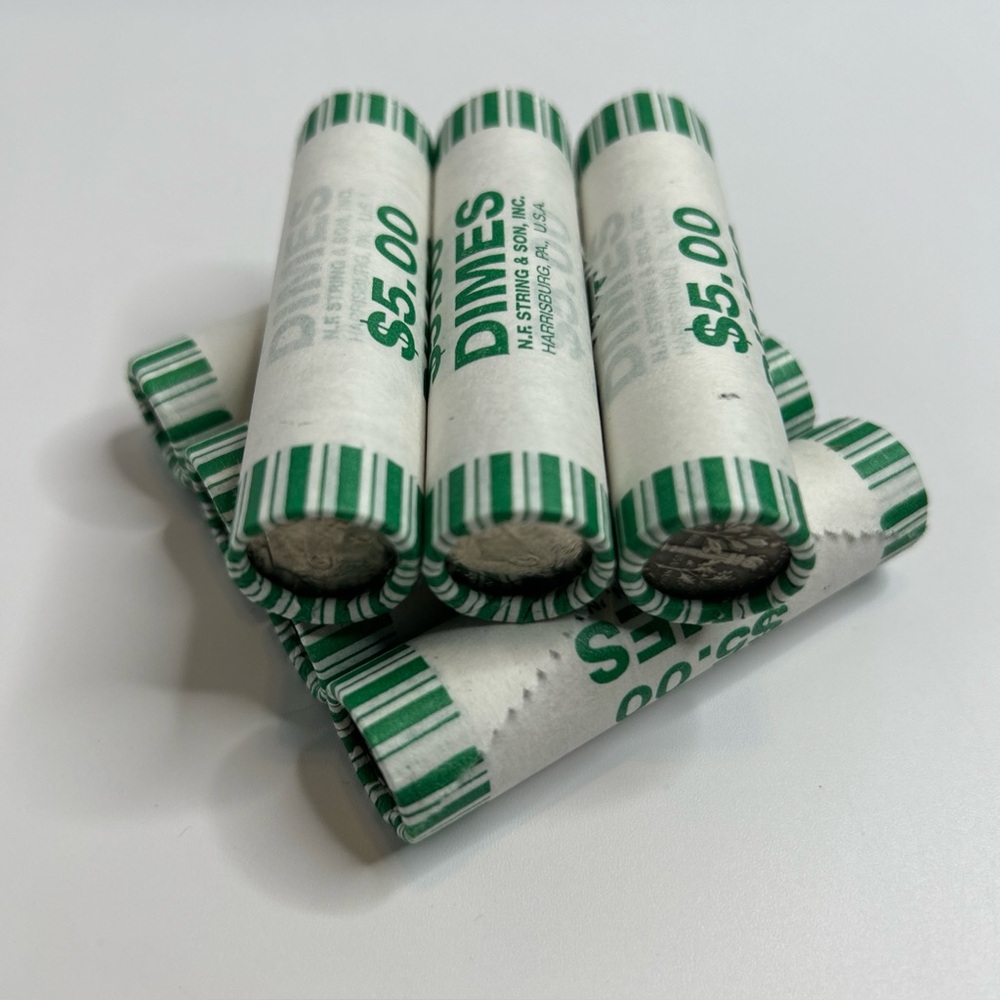 UNSEARCHED Roosevelt Dime Roll Bank Roll POSSIBLE SILVER!!
